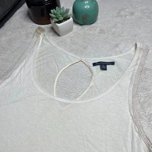 American Eagle | Cream Women's Tank with Keyhole Cutout